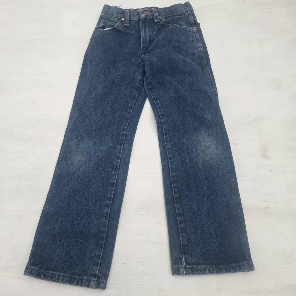 Vtg Wrangler 13MWZBP Cowboy Cut Jeans Western Rodeo Boys Size 8 Slim Distressed